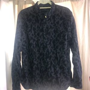 Allsaints Leopard Black Long Sleeve Dress Shirt